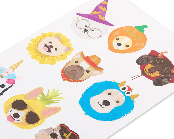 Illustrated Pups "Put On A Happy Face" Halloween Card