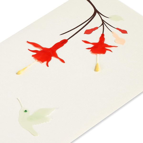 Hummingbird Red Flowers Blank Card
