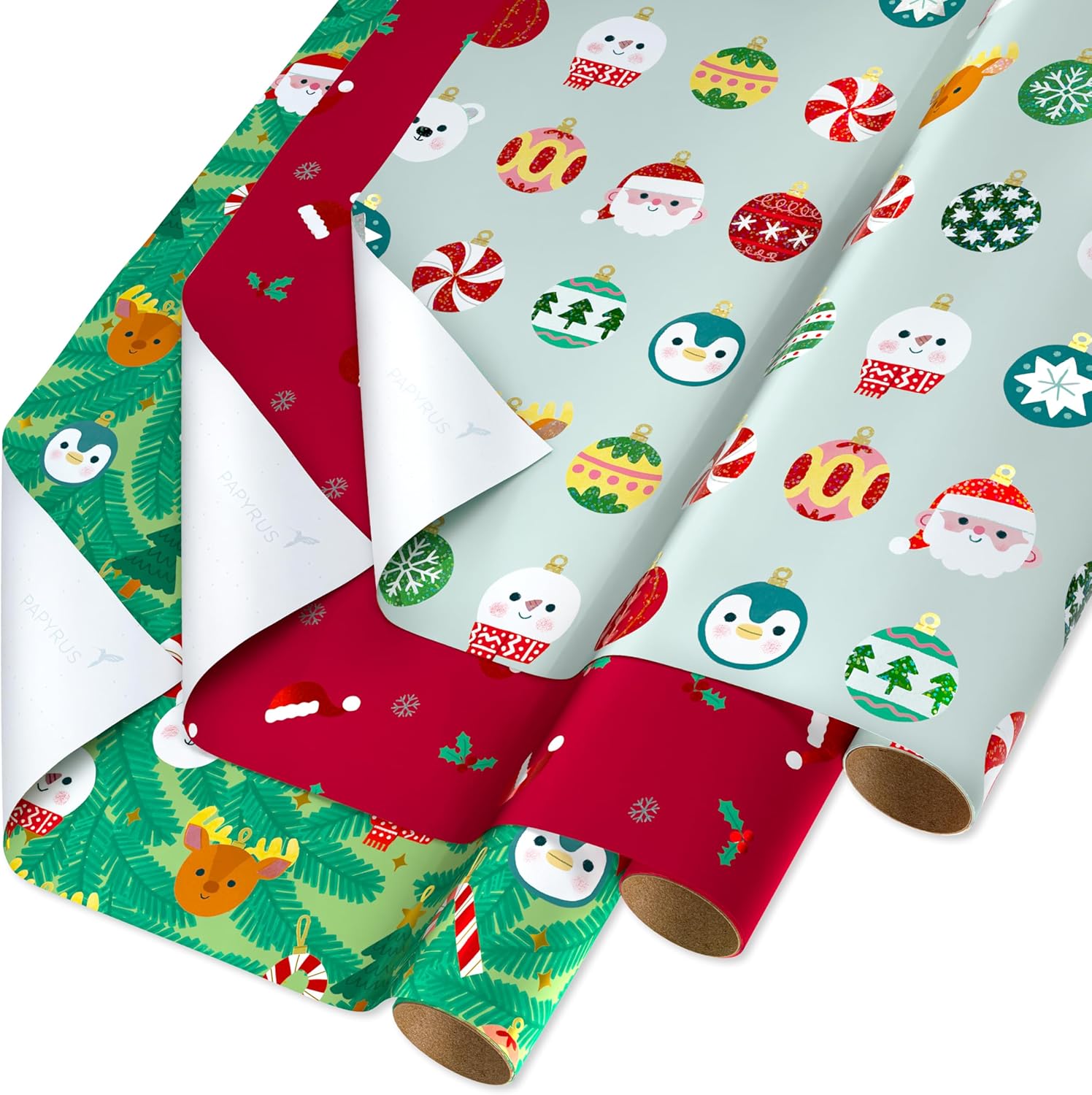 Santa Hats & Animals Christmas Roll Wrap (Set of 3)