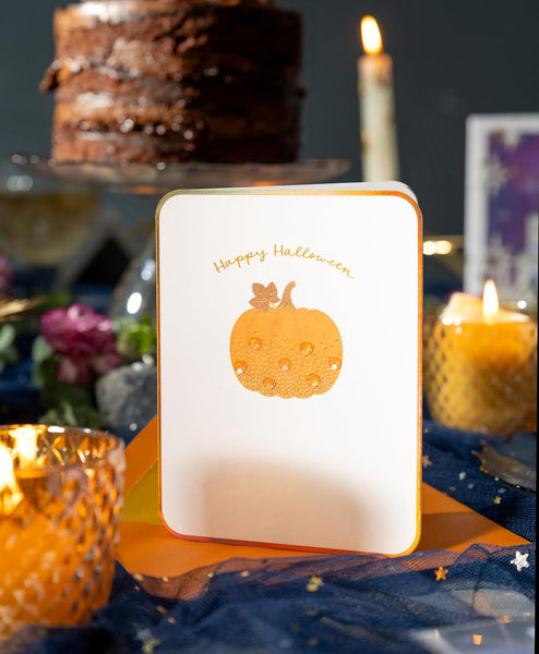 Sequin Pumpkin Halloween Card