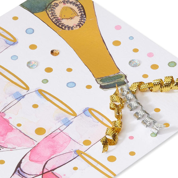 Champagne Curly Streamers New Year’s Card