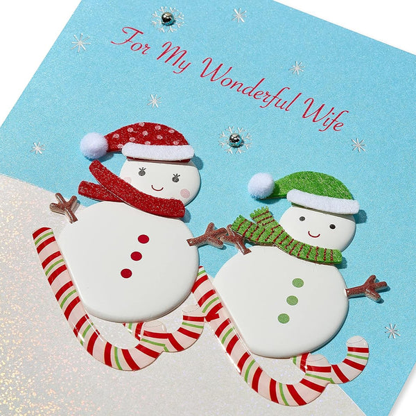 Handmade Mr. & Mrs. Snowman Christmas Card (Wife)