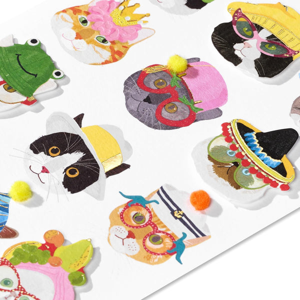 Illustrated Cats With Glasses Blank Card