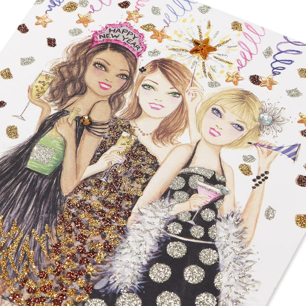Illustrated Fashion Girls New Year’s Card