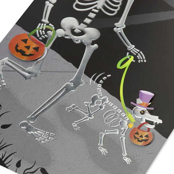 Embossed Skeleton Trick-or-Treater Halloween Card
