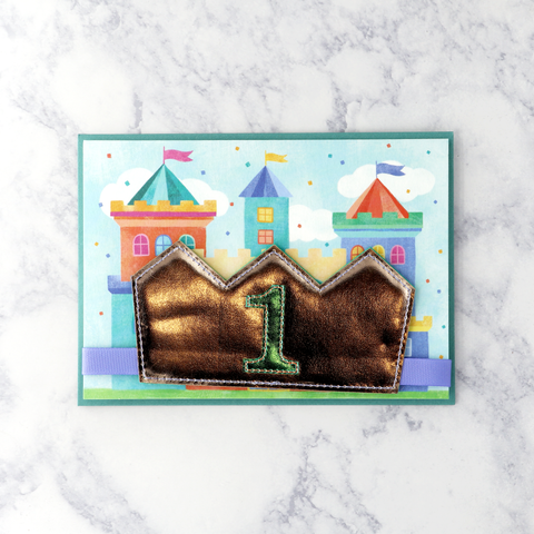 Age 1 Leather Crown Birthday Card