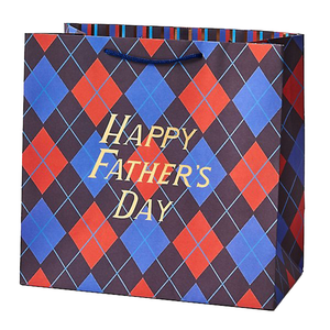 Argyle Patterned Father's Day Large Bag