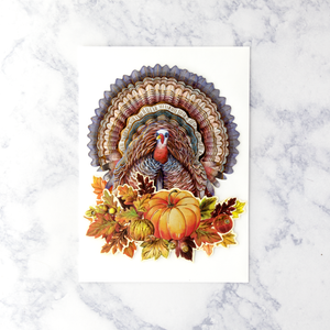 Articulate Turkey With Leaves Thanksgiving Card