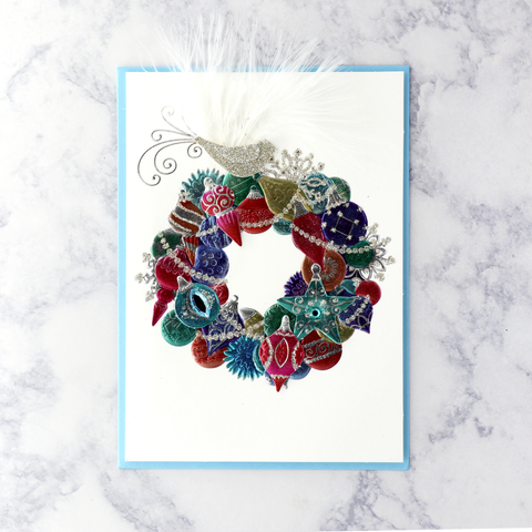 Baubles & Bird Wreath Holiday Card