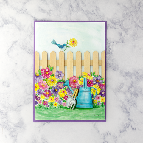 Bird On Garden Fence Mother's Day Card