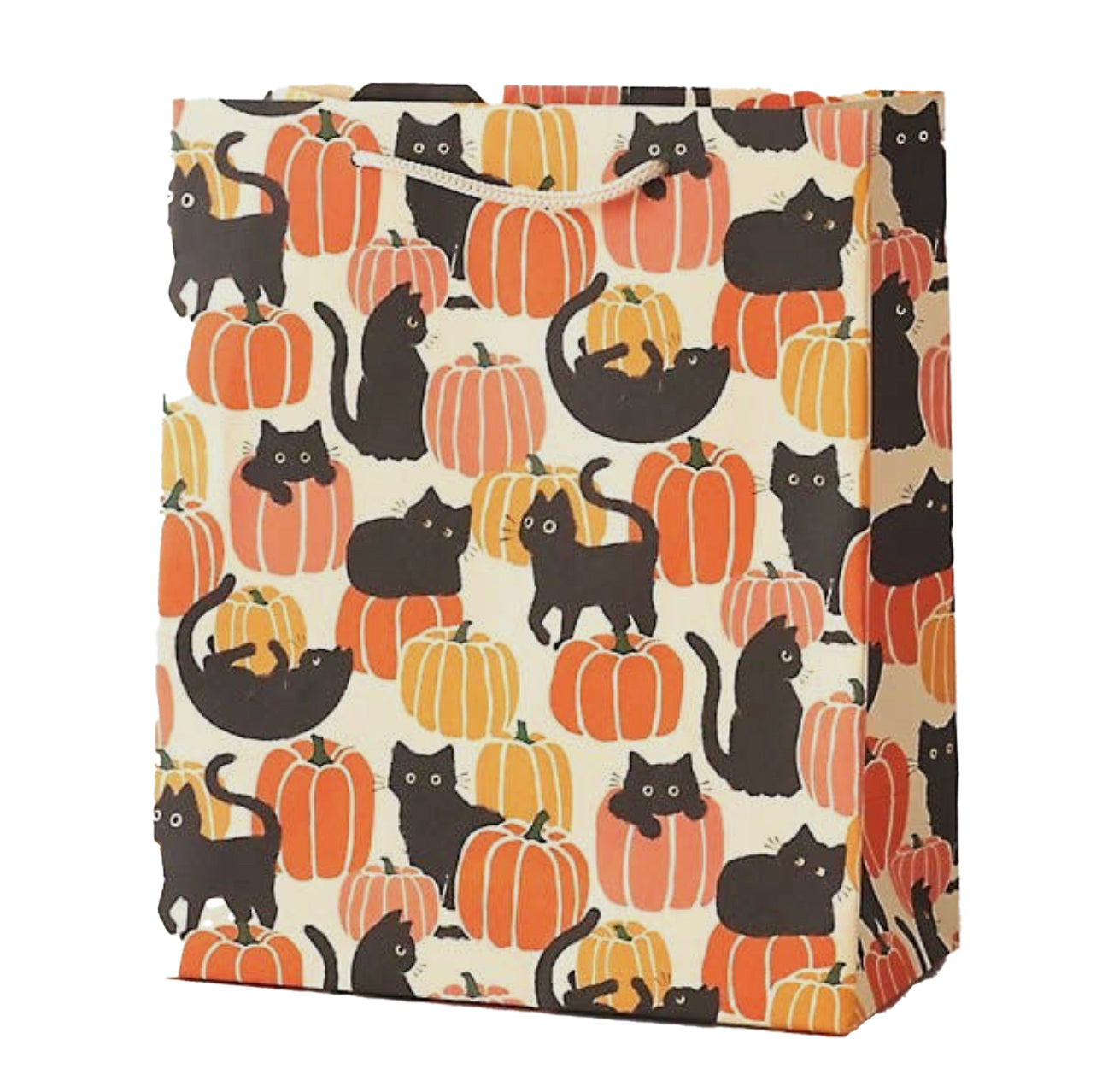 Black Cats With Pumpkins Medium Halloween Bag