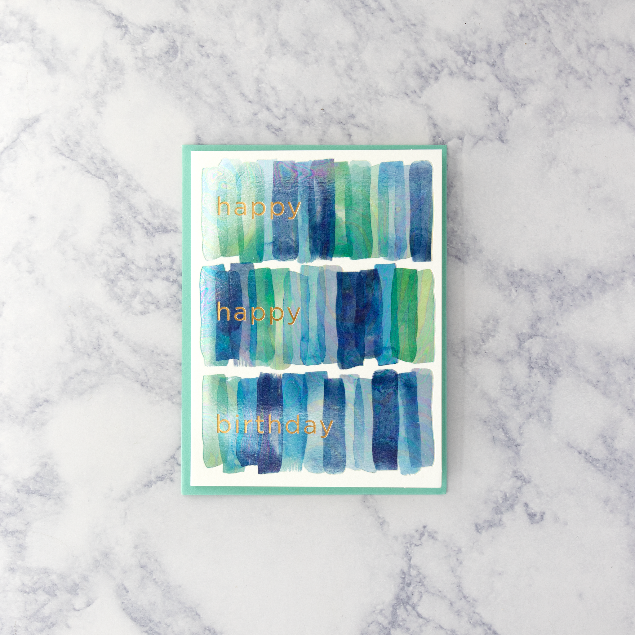 Blue Ombré Stripes Birthday Card