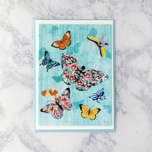 Butterflies On Blue Birthday Card