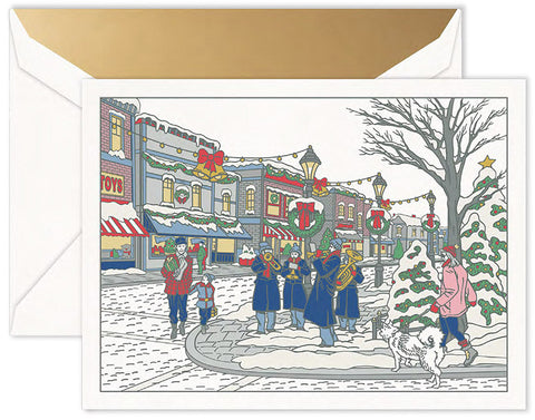 Personalized Christmas On Main Street Holiday Cards (Thermography)