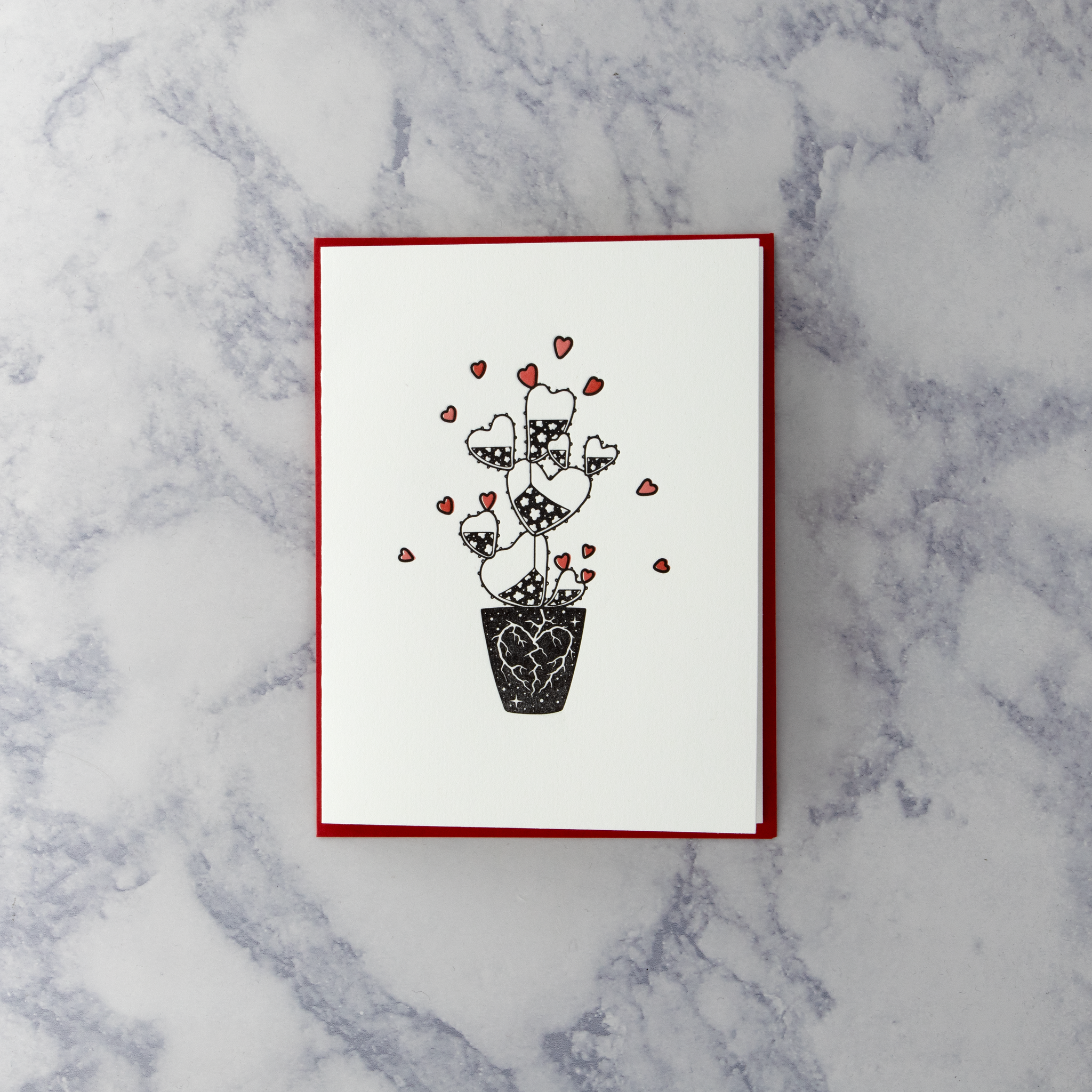 Cactus & Red Hearts Valentine's Day Card