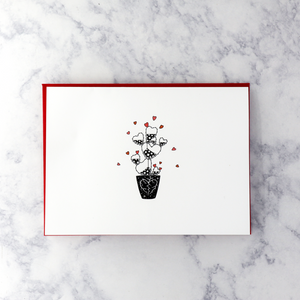 Cactus & Red Hearts Romance Card