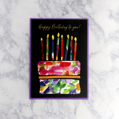 Cake On Black Birthday Card