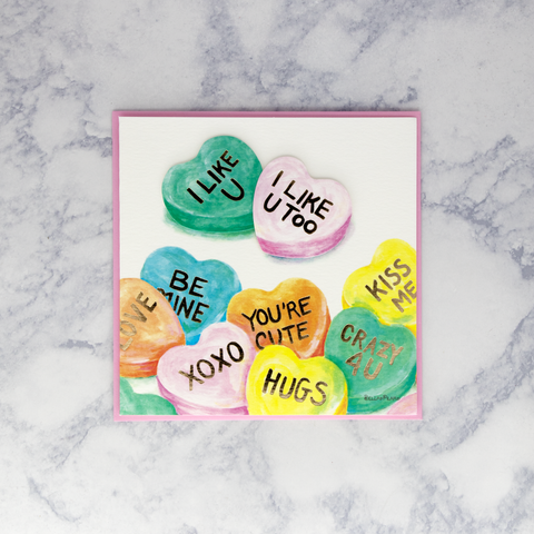 Candy Hearts Toss Valentine's Day Card