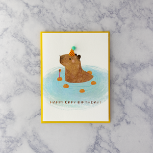 Capybara In Pool Birthday Card