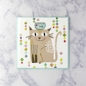 Cat With Fishbowl Blank Card