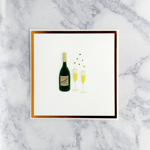 Champagne Bottle Glasses Anniversary Card