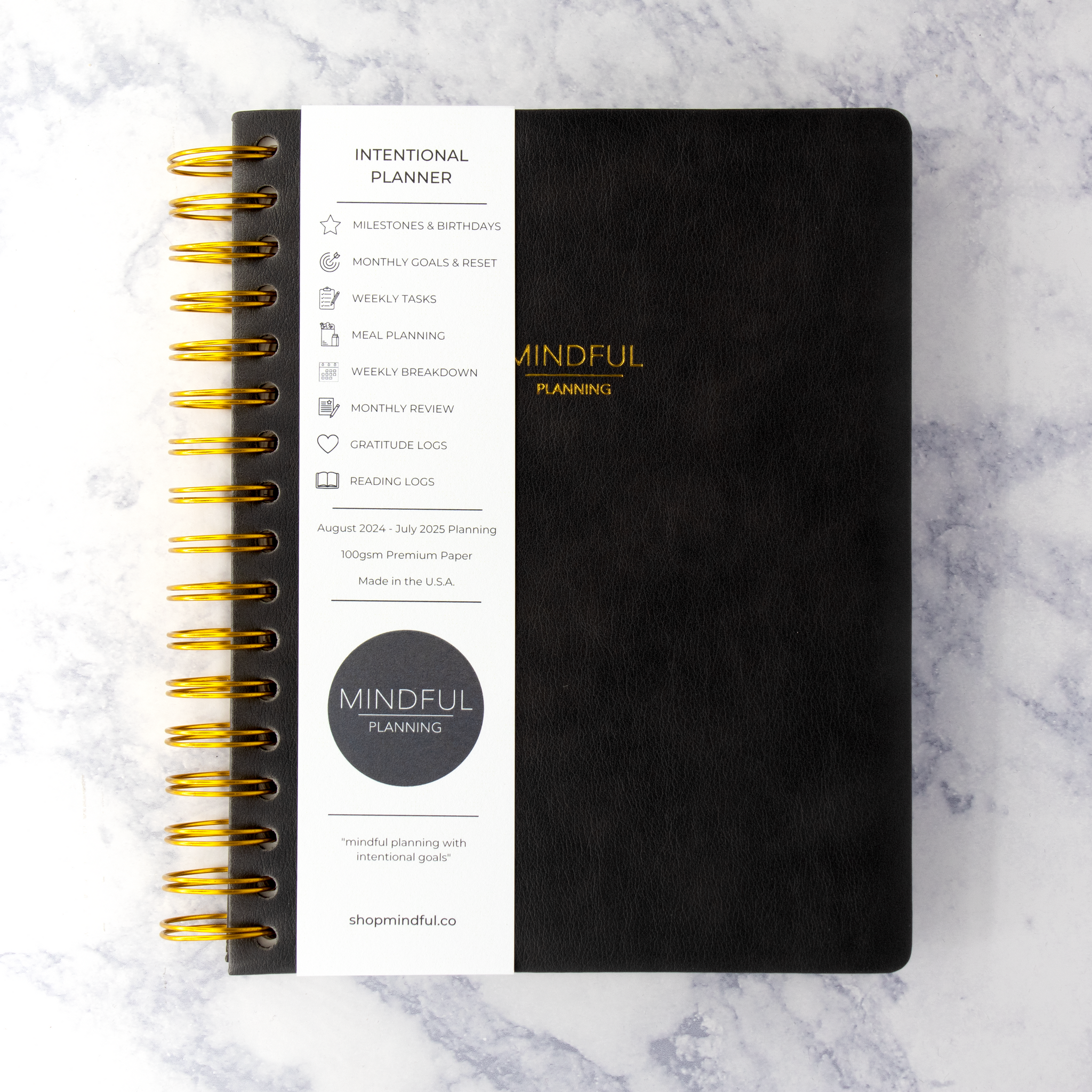 "Intentional" 2024-2025 12 Month Leather Planner