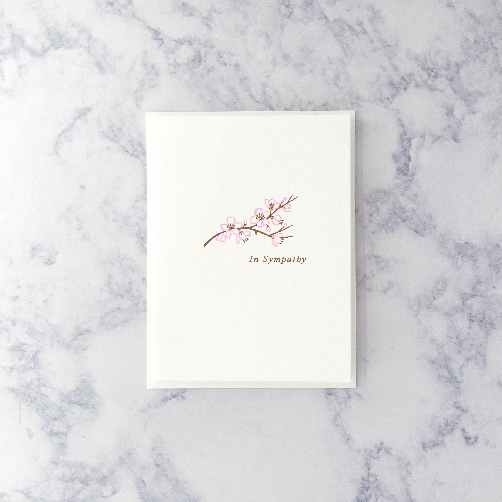 Letterpress Cherry Blossom Branch Sympathy Card