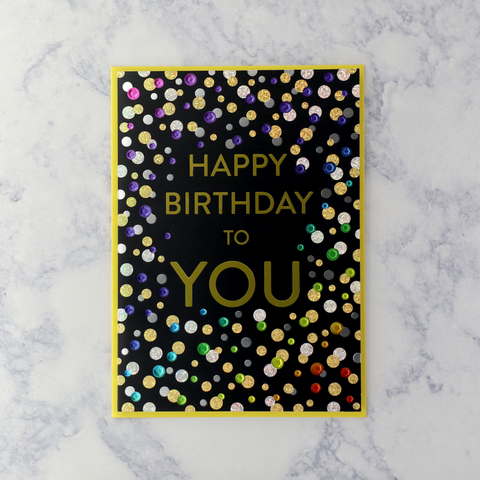 Colorful Confetti Text Birthday Card