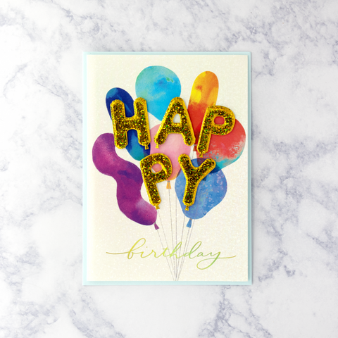 Colorful Mylar Balloons Birthday Card