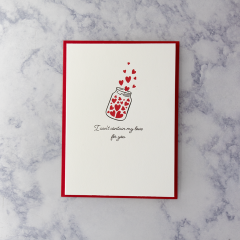 Letterpress “Contain My Love” Valentine’s Day Card
