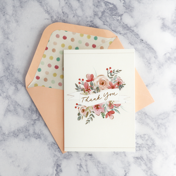 Coral Florals Wedding Thank You Boxed Notes (Set of 12)