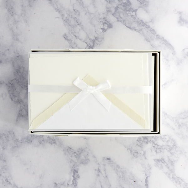 Cream "Créations de Paris" Deckled Edge Flat Boxed Cards (Set of 25)