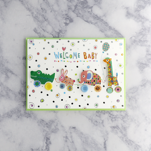 Critter Pull Along Baby Card