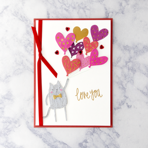 Critter With Heart Balloon Valentine’s Day Card