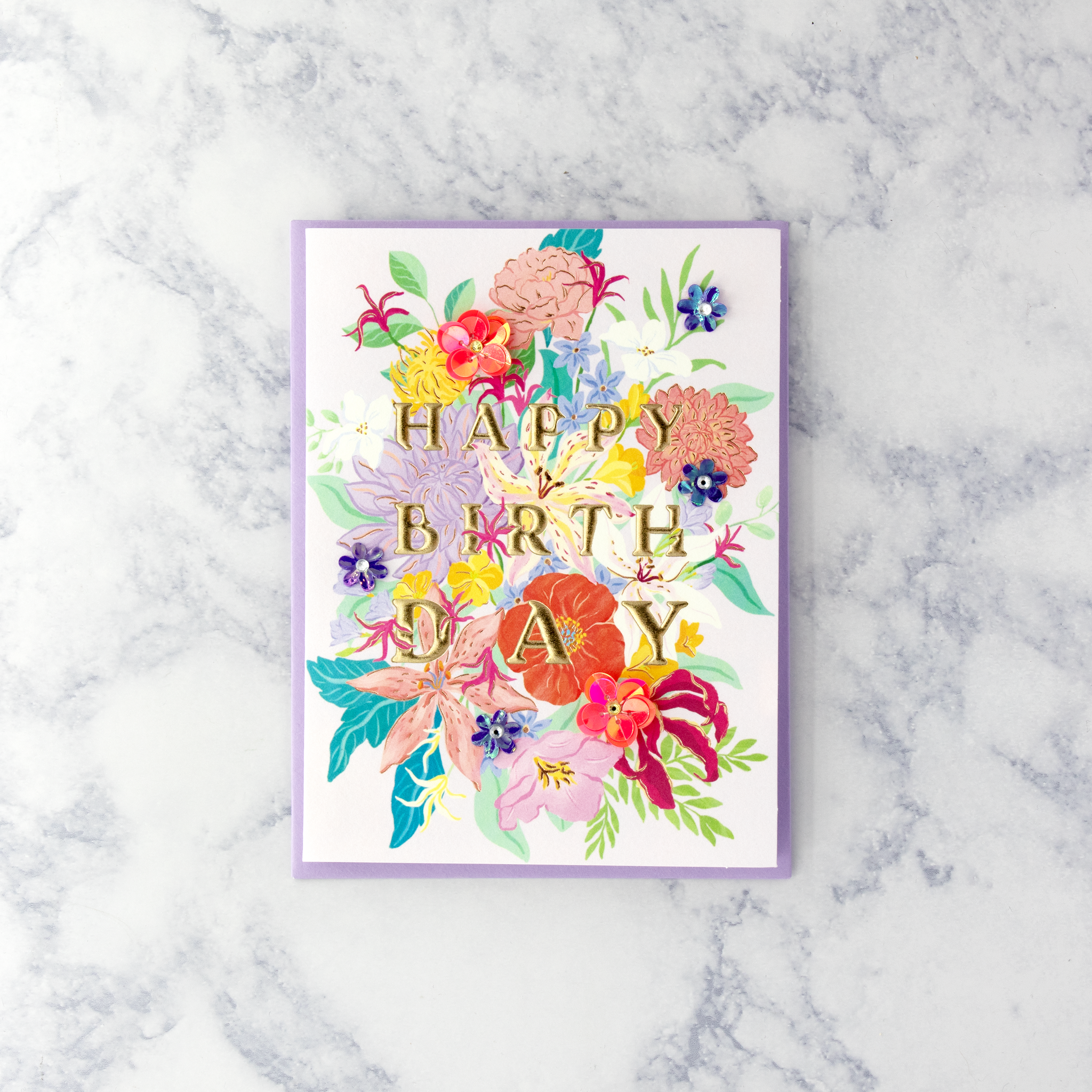Dahlia Bouquet Lettering Birthday Card