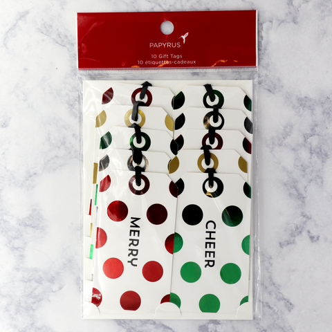 Dots & Text Foil Christmas Gift Tags (Set of 10)