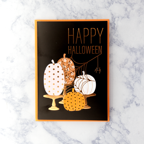 Elegant Decorative Pumpkins Halloween Card