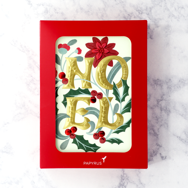 Elegant "Noel" Foliage Christmas Boxed Cards (Set of 12)
