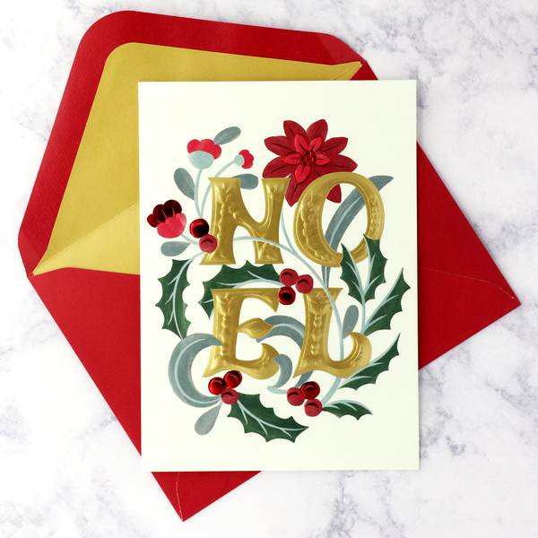 Elegant "Noel" Foliage Christmas Boxed Cards (Set of 12)