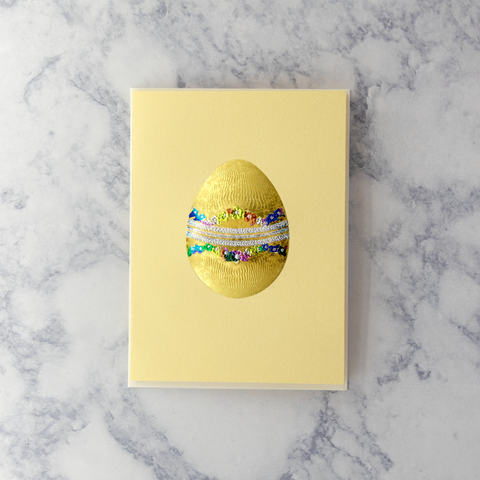 Embossed Floral Band Gold Egg Easter Card