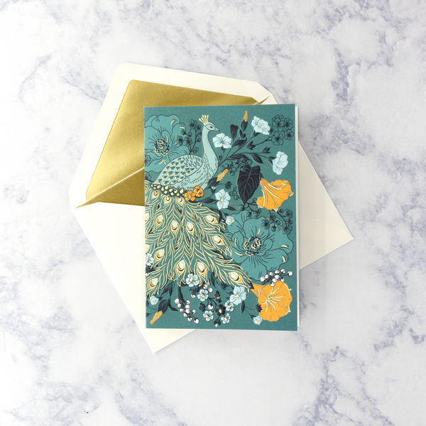 Embossed Nightshade Peacock Floral Boxed Notes (Set of 12)