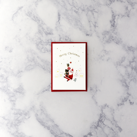 Embossed Santa With Gifts Mini Gift Enclosure Christmas Card