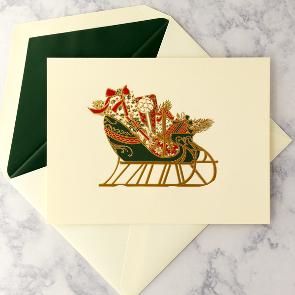 Embossed Santa's Sleigh Christmas Boxed Notes (Set of 10)
