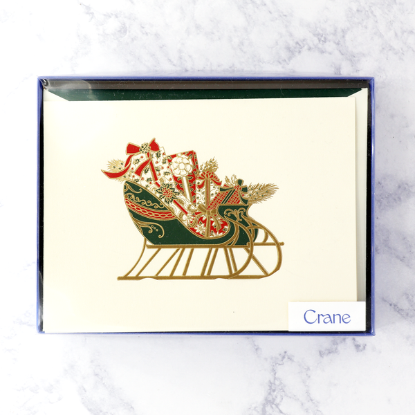 Embossed Santa's Sleigh Christmas Boxed Notes (Set of 10)
