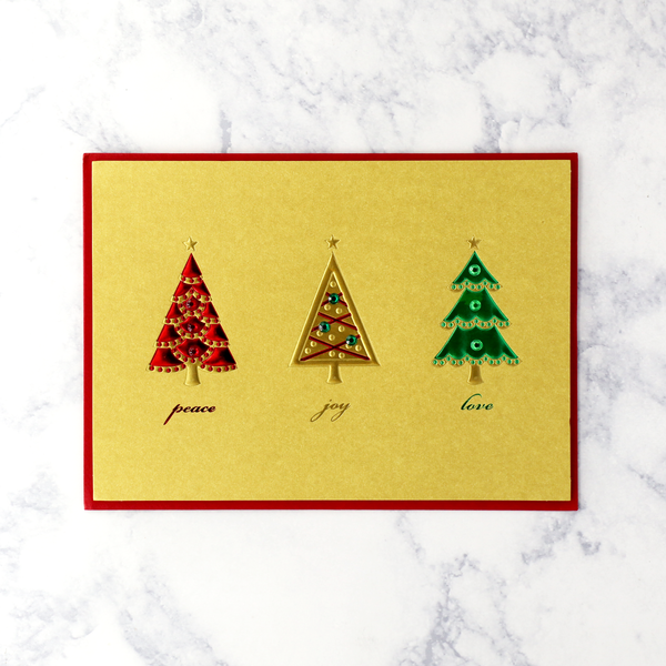 Embossed Tree Trio Christmas Card