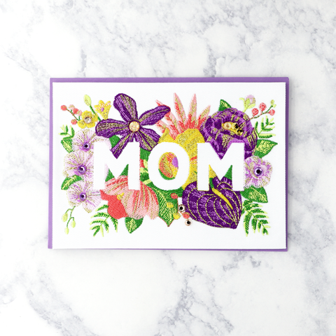 Embroidered Floral Mother's Day Card