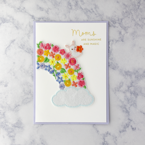 Embroidered Floral Rainbow Mother's Day Card