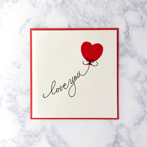 Embroidered Heart Balloon Valentine’s Day Card