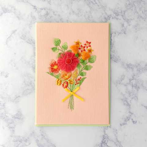 Embroidered Tassel Flower Bouquet Mother's Day Card (For Mom)