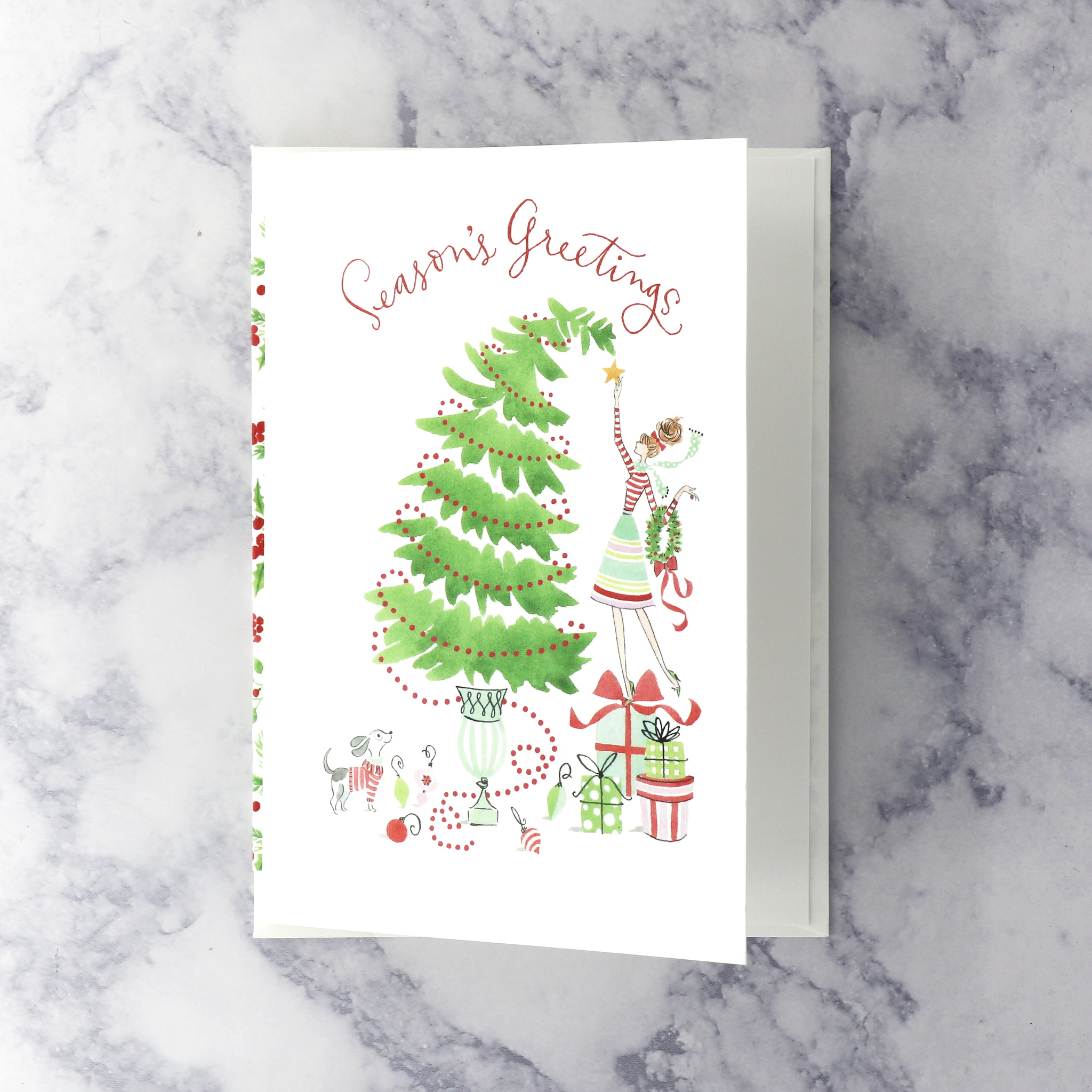 Fashion Gal With Tree Christmas Card